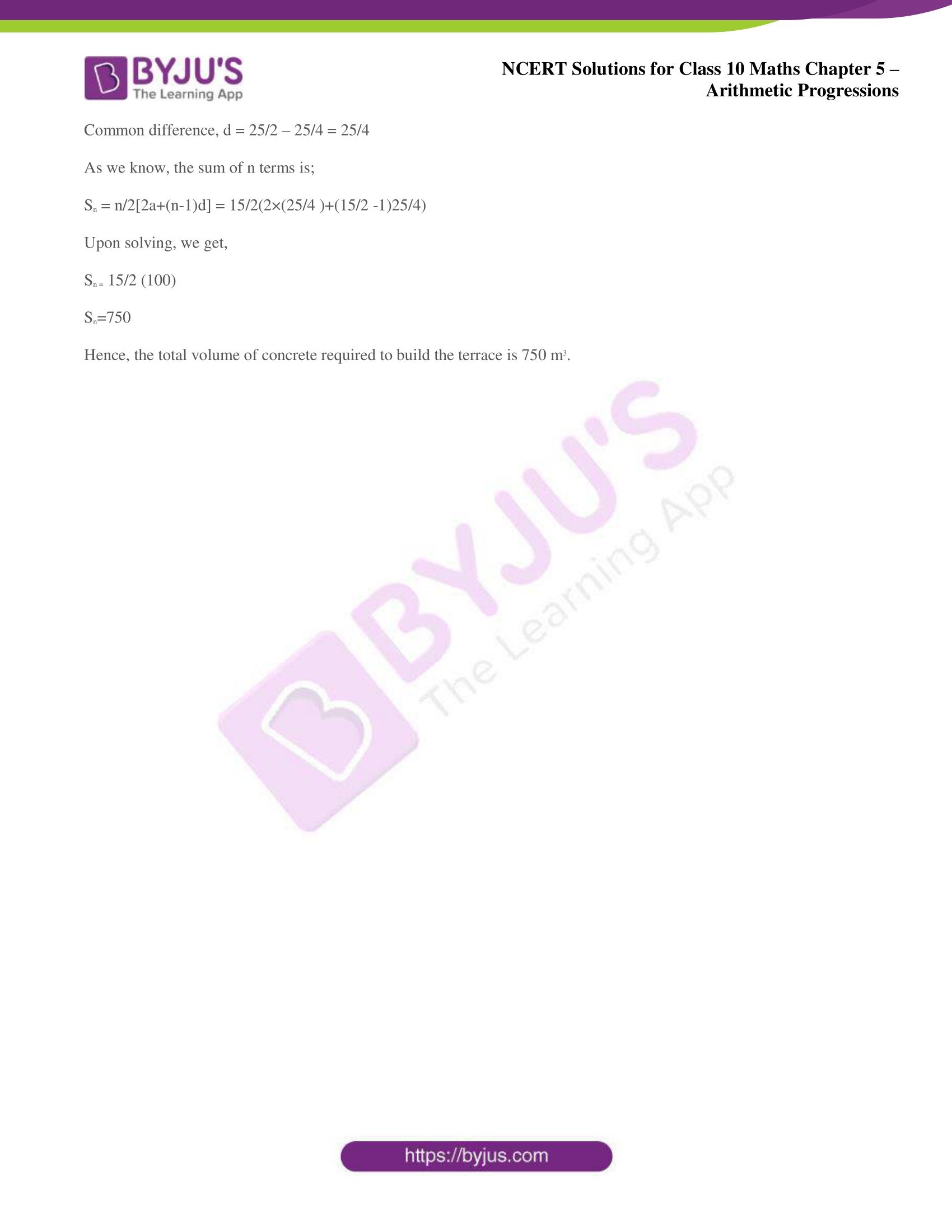 NCERT solutions for Class 10 Maths chapter 5 Arithmetic Progression