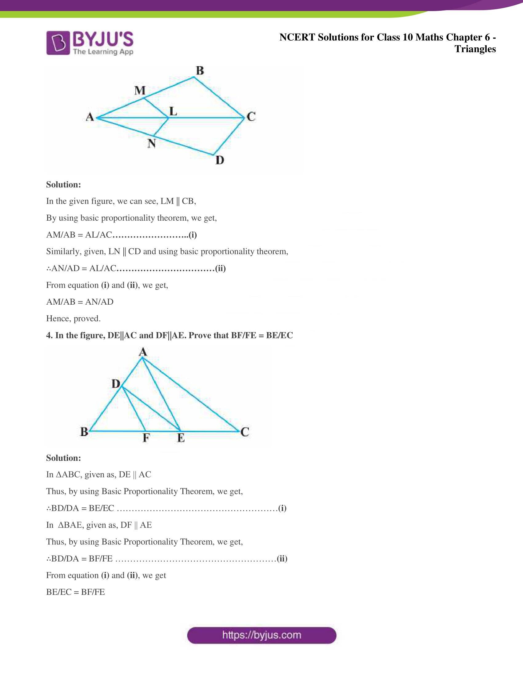 NCERT Solutions for Class 10 Maths Chapter 6 Triangles