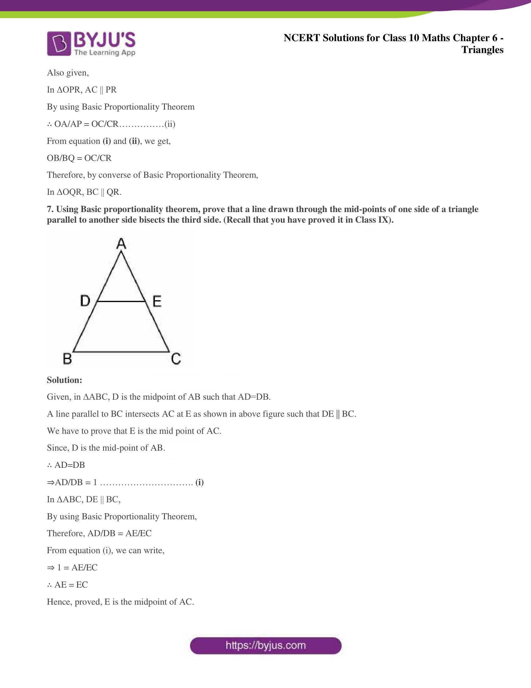 NCERT Solutions for Class 10 Maths Chapter 6 Triangles