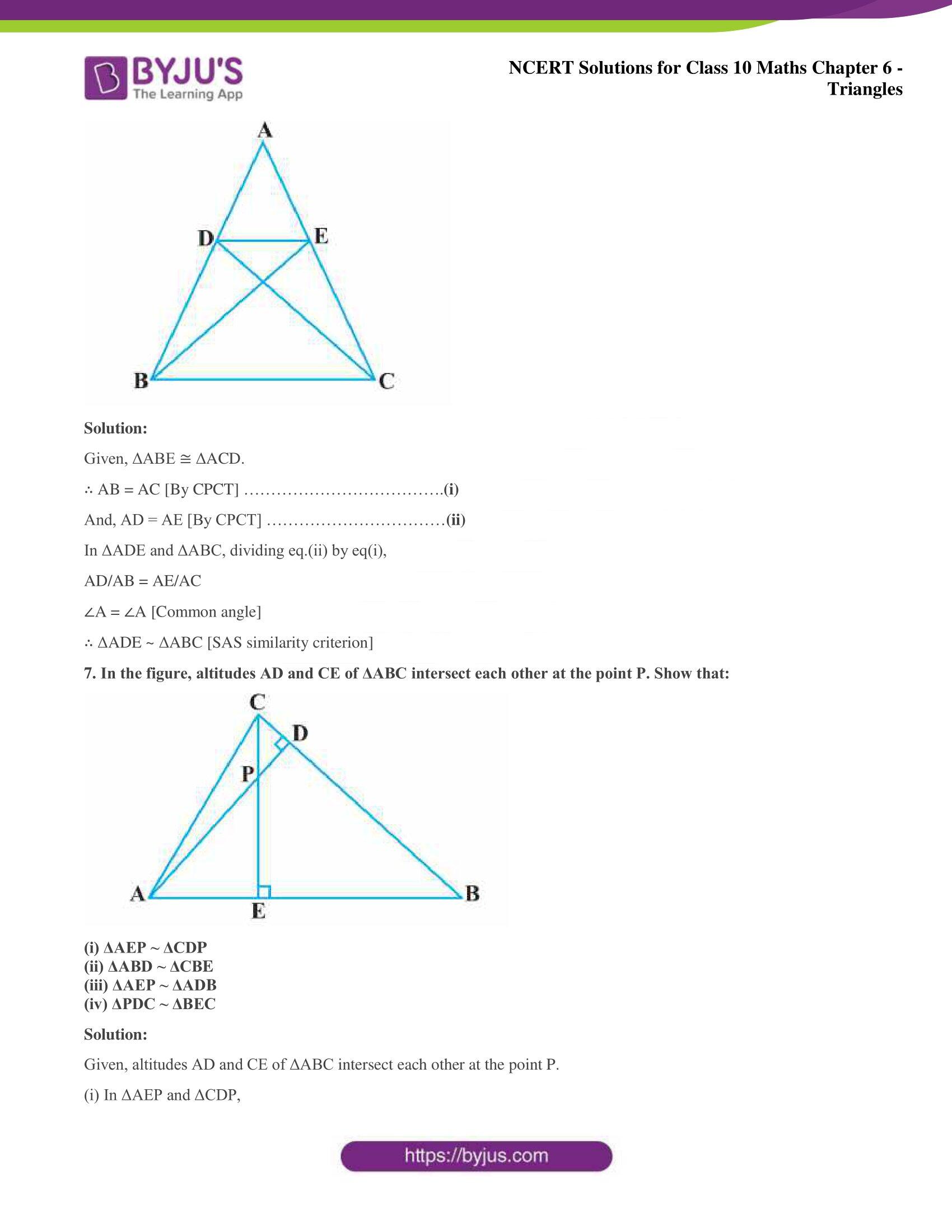 NCERT Solutions for Class 10 Maths Chapter 6 Triangles