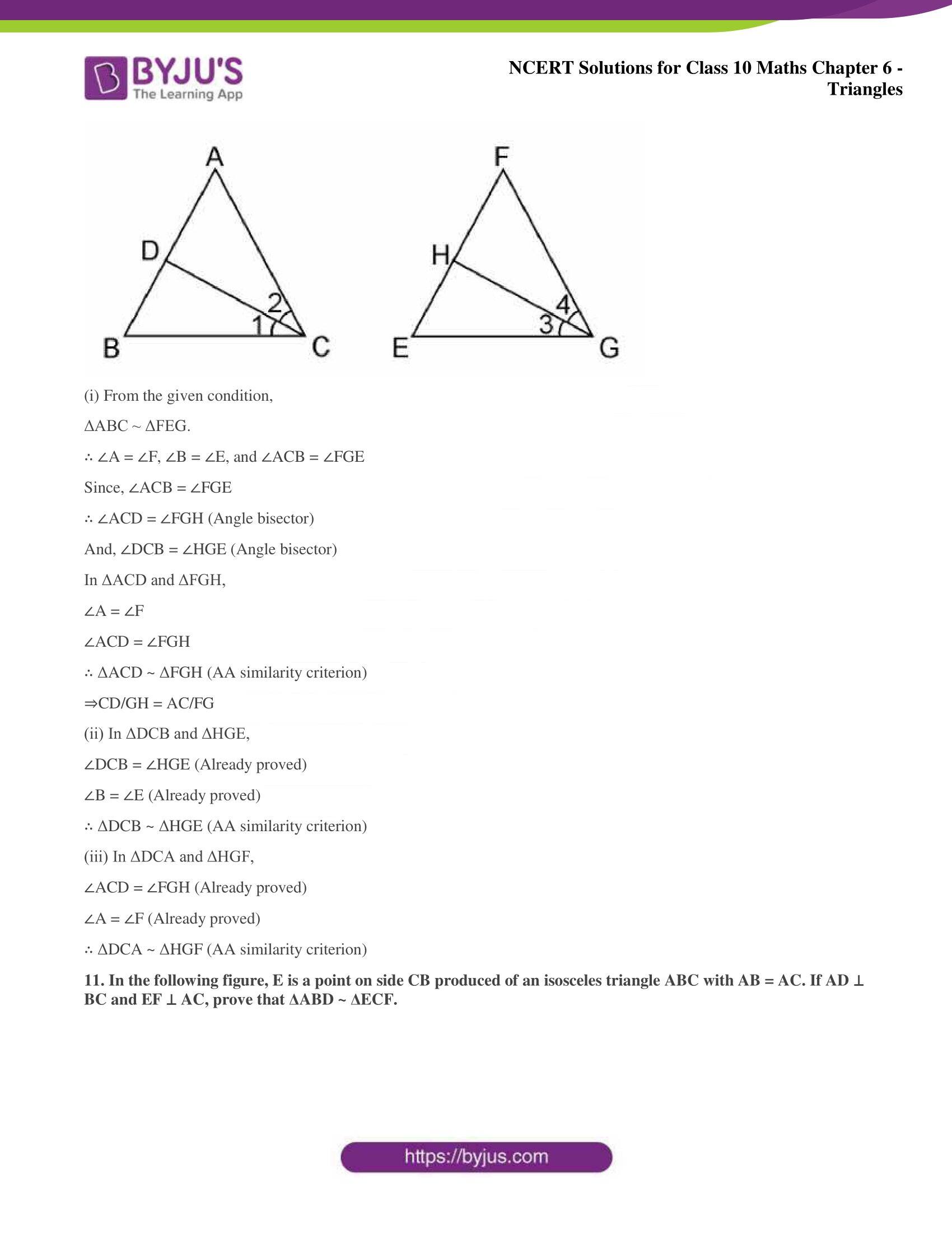 NCERT Solutions for Class 10 Maths Chapter 6 Triangles