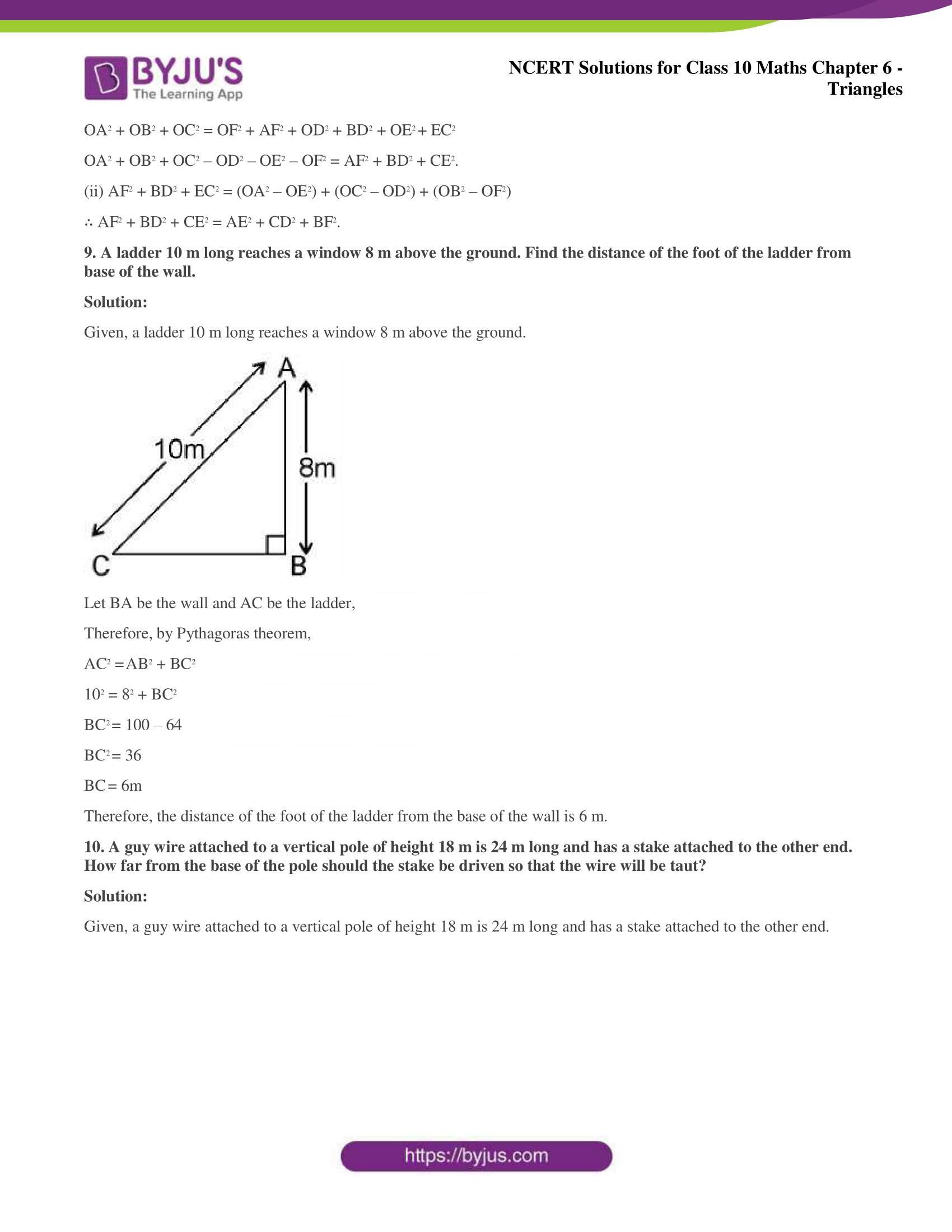 NCERT Solutions for Class 10 Maths Chapter 6 Triangles