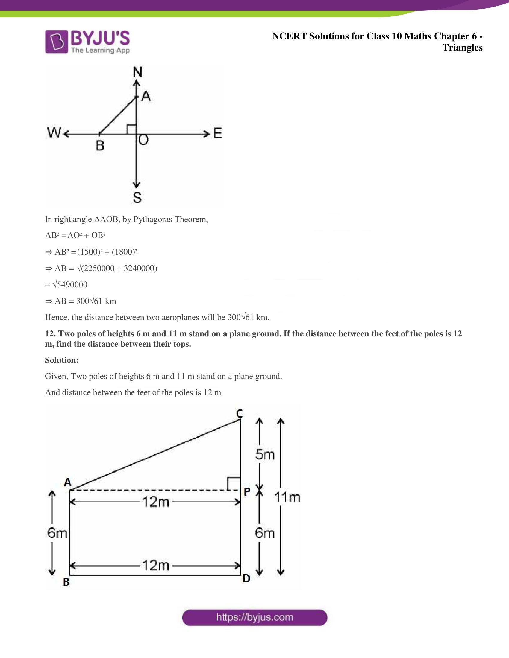 NCERT Solutions for Class 10 Maths Chapter 6 Triangles