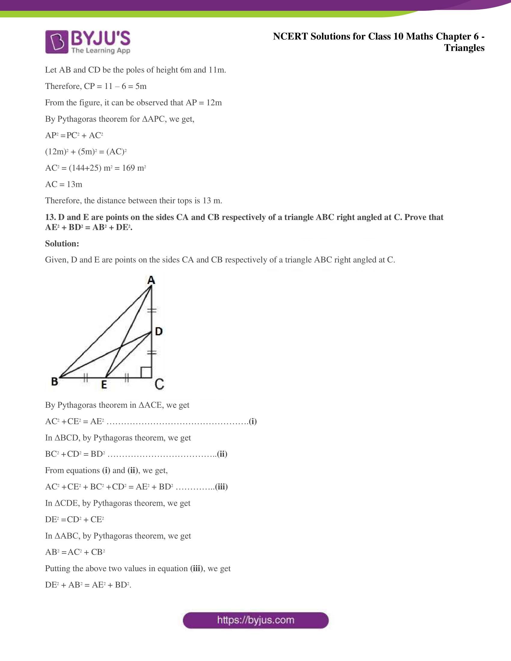 NCERT Solutions for Class 10 Maths Chapter 6 Triangles