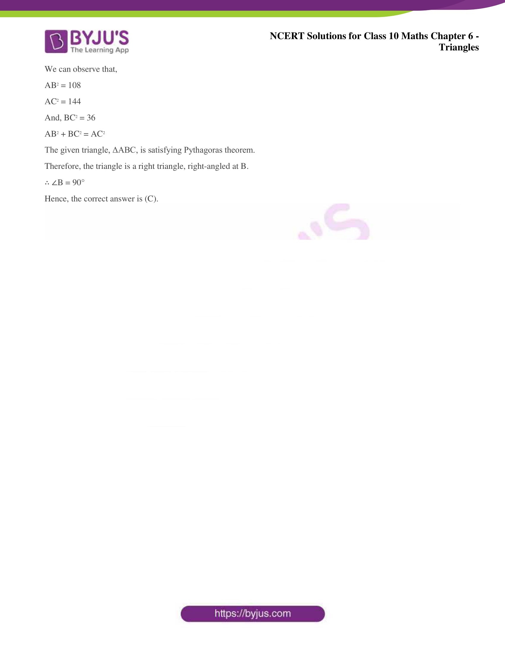 NCERT Solutions for Class 10 Maths Chapter 6 Triangles