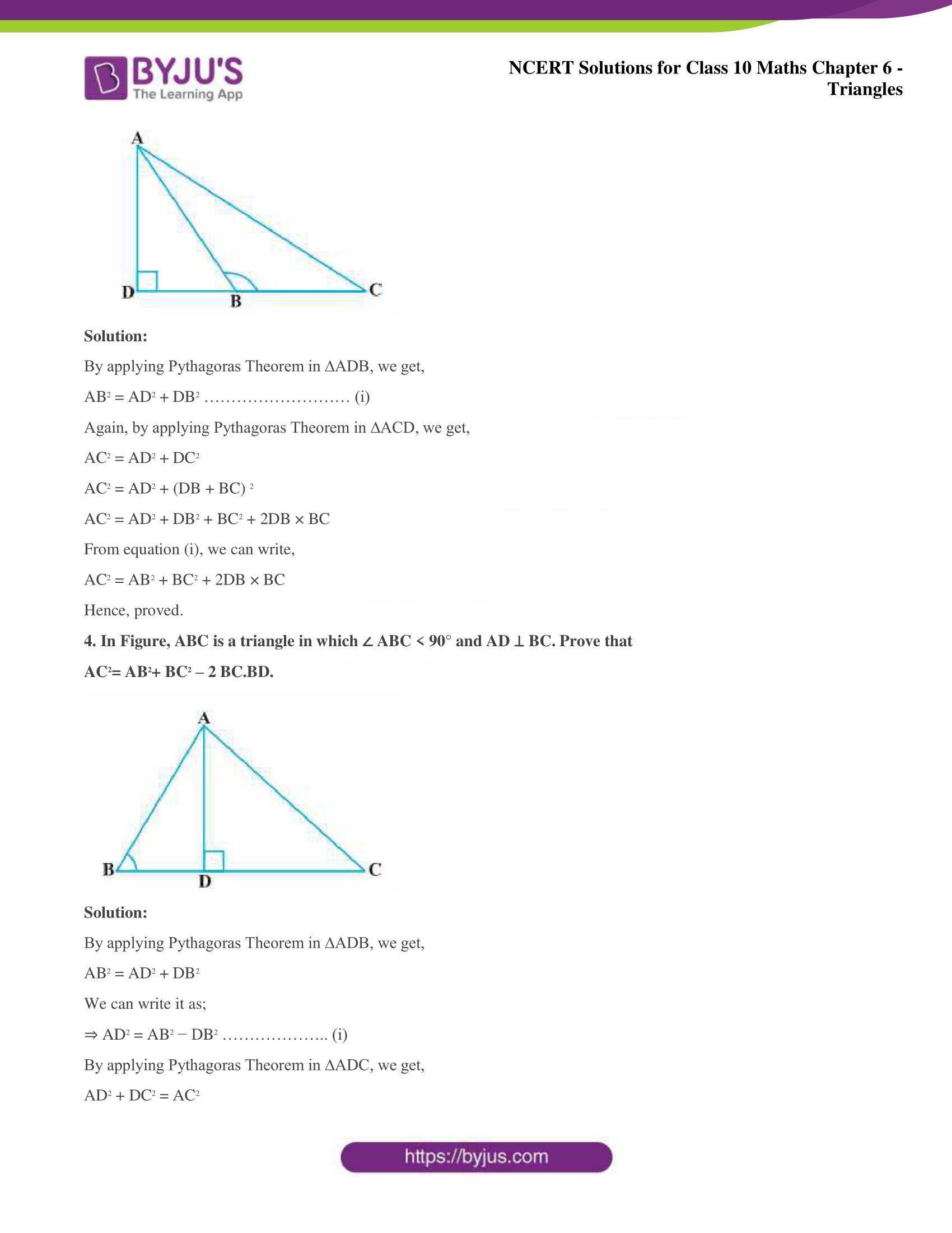 NCERT Solutions for Class 10 Maths Chapter 6 Triangles