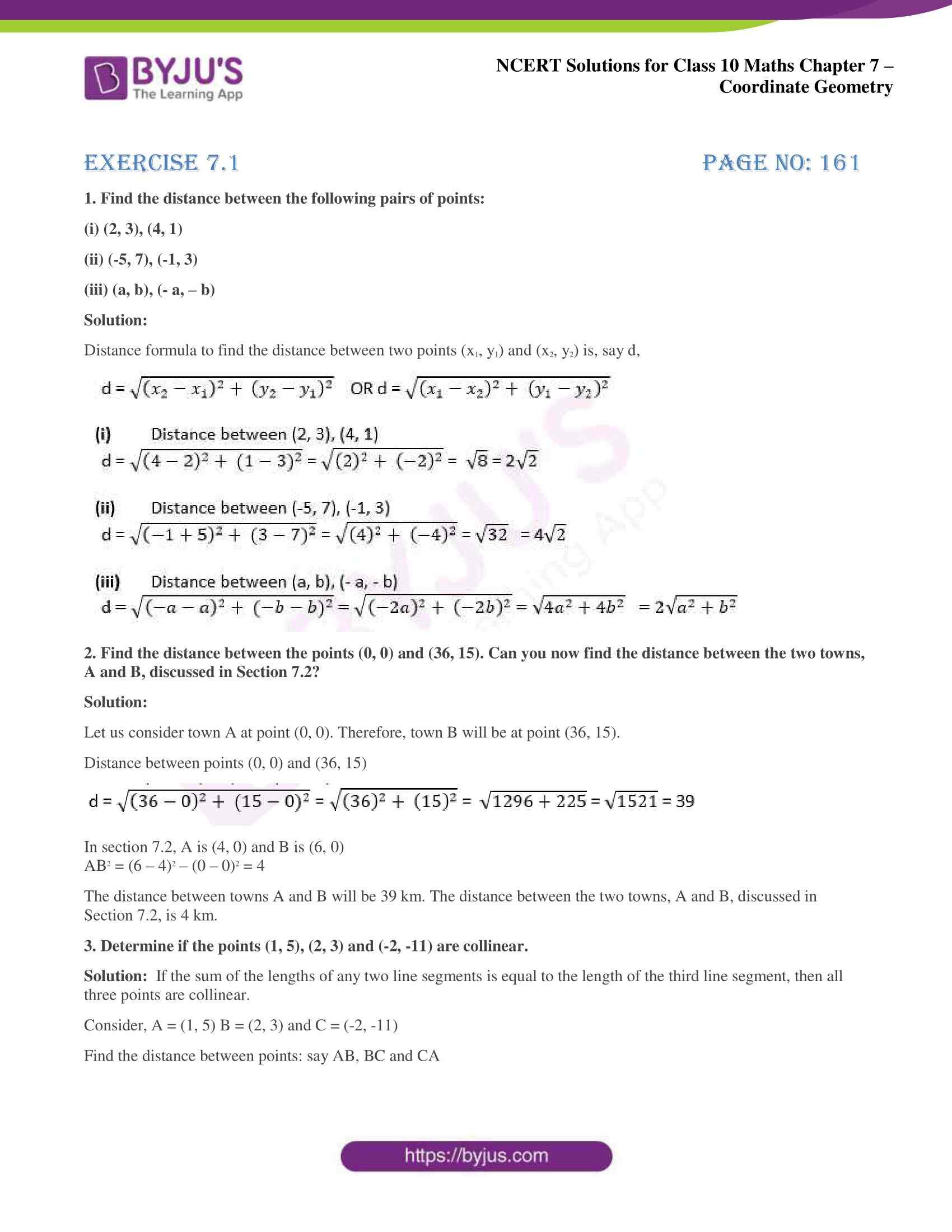 NCERT Solutions For Class 10 Maths Chapter 7- Coordinate Geometry