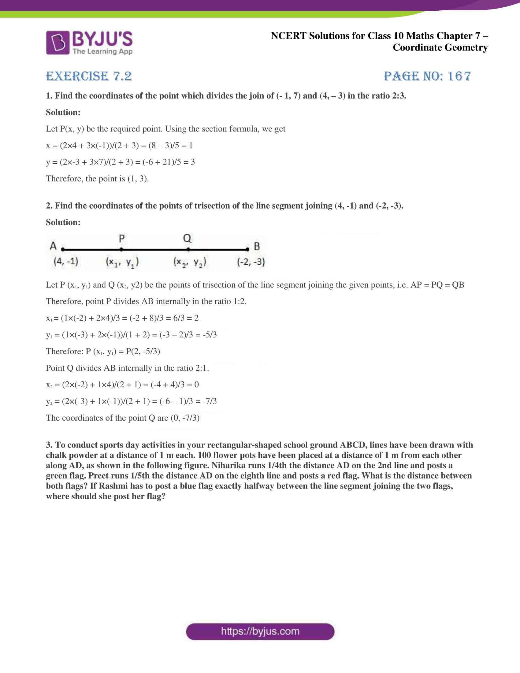 NCERT Solutions For Class 10 Maths Chapter 7- Coordinate Geometry